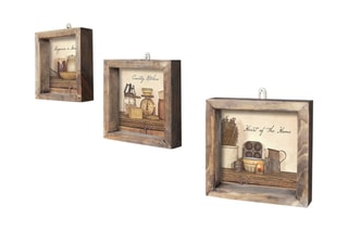 3 quadros em pinho - Natural