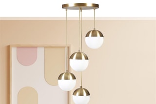 Candeeiro suspenso Küre - Dourado e branco - 4 x 60 W
