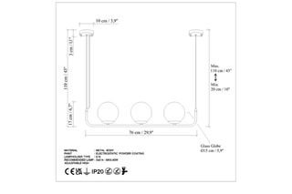Candeeiro suspenso Faruk - 13716 - Dourado e branco - 3 x 40 W
