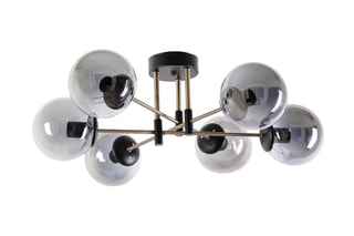 Candeeiro de teto Dolunay - Preto e dourado - 6 x 60 W
