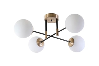 Candeeiro de teto Dolunay - Dourado e branco - 4 x 60 W