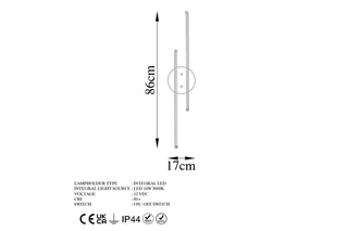 Aplique de parede Umut - Preto - 16 W