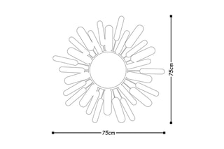 Miroir Metal Art Mirror Sun - 75 cm - Bleu clair et kaki