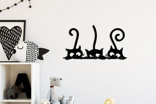 Bengaleiro de parede Hidden Cats Preto