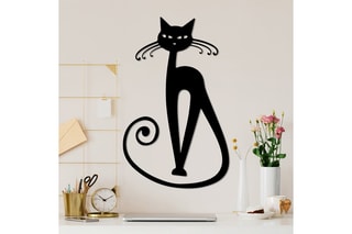 Decoração de parede Cat 6 - 37 x 60 x 15 cm - Preto