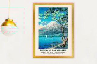 Quadro "Mont Fuji depuis le lac Yamanaka" Hiroaki Takahashi - 35 x 45 cm