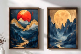2 peintures décoratives encadrées en MDF Baudouin - 35 x 47 x 3,5 / 35 x 47 x 3,5 cm