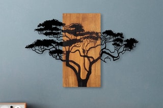 Decoração de parede Acacacia - 90 x 58 cm - Natural e preto