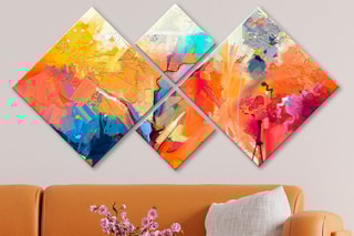 4 pinturas decorativas em MDF Léopold - 20 x 20 / 40 x 40 cm