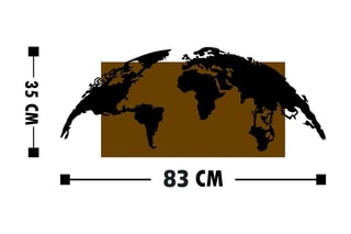 Decoração de parede em madeira World Map - 83 x 35 cm - Imitação de nogueira e preto