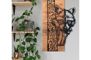Decoração de parede em madeira Folivora 37 x 57,5 cm - Preto e natural