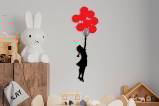 Décoration murale "Fille aux ballons volants" - Banksy - 100 x 34 cm - Reproduction