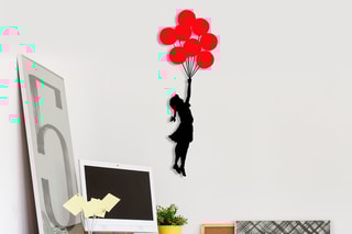 Décoration murale "Fille aux ballons volants" - Banksy - 100 x 34 cm - Reproduction