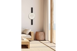 Relógio - 30 x 80 cm - Creme e preto