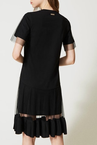Vestido com folhos - Preto