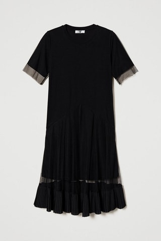 Vestido com folhos - Preto