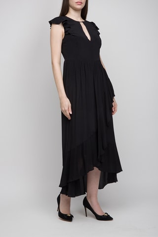 Vestido midi de seda - Preto
