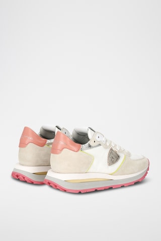 Sapatilhas em couro de vitelo nobuck Tropez - Branco e bege