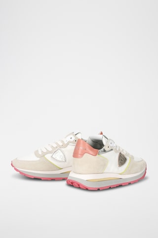 Sapatilhas em couro de vitelo nobuck Tropez - Branco e bege