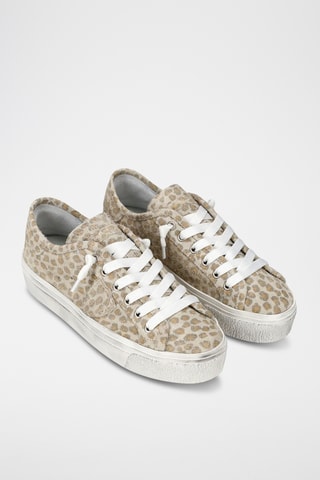 Sapatilhas em couro Paris Haute Low - Bege