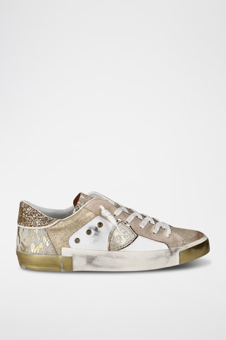 Sapatilhas em couro PRSX Low - Branco e dourado
