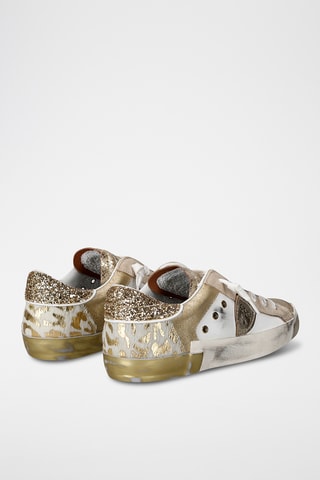 Sapatilhas em couro PRSX Low - Branco e dourado