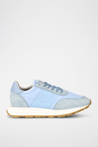 Sapatilhas em couro de vitelo nobuck Tour - Azul-celeste