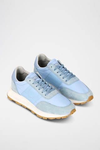 Sapatilhas em couro de vitelo nobuck Tour - Azul-celeste