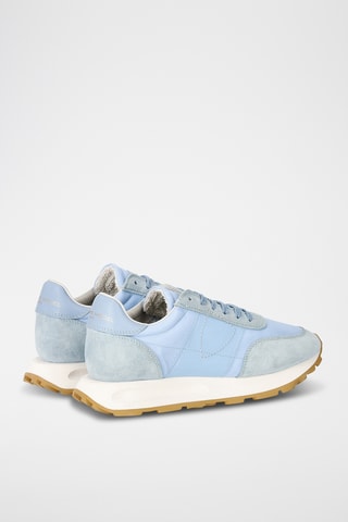 Sapatilhas em couro de vitelo nobuck Tour - Azul-celeste