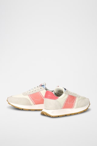 Sapatilhas em couro de vitelo nobuck Tour - Branco e coral
