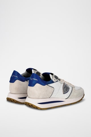 Sapatilhas em couro Tropez - Branco e azul-elétrico