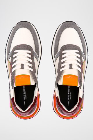 Sapatilhas em nobuck Tropez 2.1 - Branco e laranja