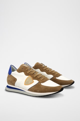 Sapatilhas em couro TRPX - Bege e azul