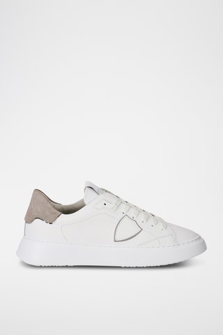 Sapatilhas em couro de vitelo Temple Low - Branco e cinzento
