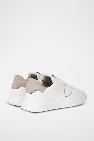 Sapatilhas em couro de vitelo Temple Low - Branco e cinzento