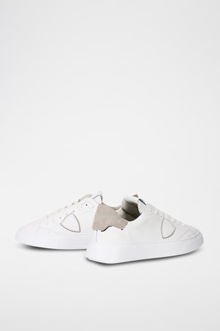 Sapatilhas em couro de vitelo Temple Low - Branco e cinzento
