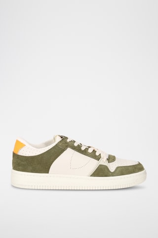 Sapatilhas em couro La Grande Low - Verde e branco