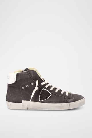 Baskets montantes fourrées en cuir PRSX - Anthracite