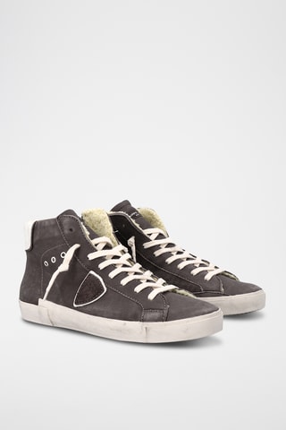 Baskets montantes fourrées en cuir PRSX - Anthracite
