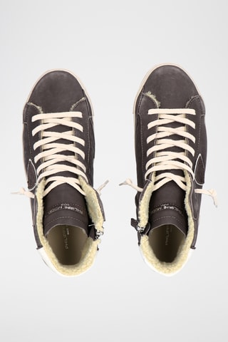 Baskets montantes fourrées en cuir PRSX - Anthracite