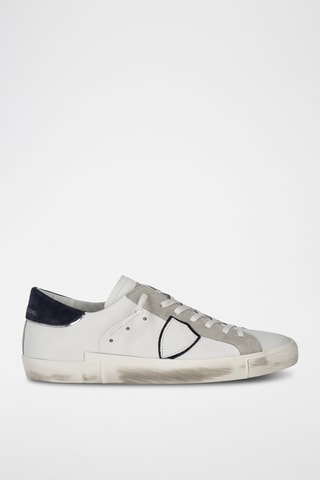 Sapatilhas em couro de vitelo PRSX - Branco e azul-noite