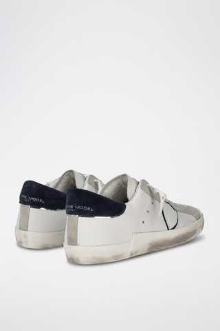 Sapatilhas em couro de vitelo PRSX - Branco e azul-noite