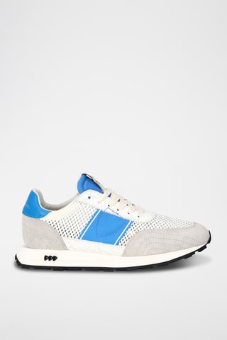 Sapatilhas em couro de vitelo Tour - Branco e azul-claro