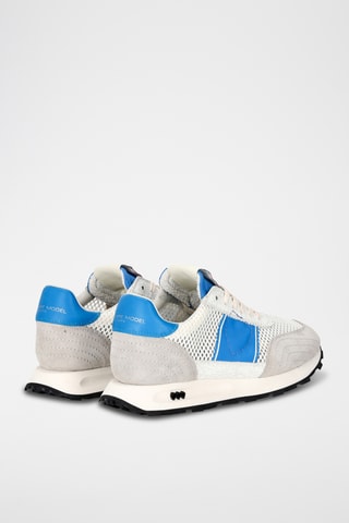 Sapatilhas em couro de vitelo Tour - Branco e azul-claro
