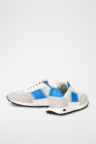 Sapatilhas em couro de vitelo Tour - Branco e azul-claro