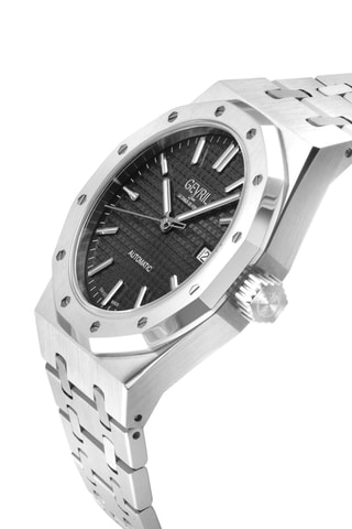 Montre automatique en acier - Argenté et noir