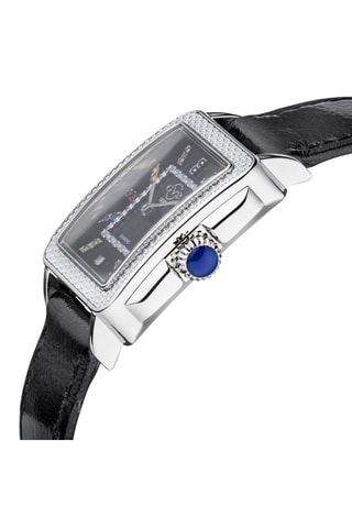 Montre à quartz en cuir, nacre, diamant et pierres précieuses