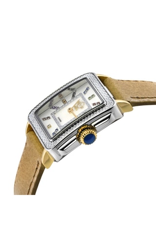 Montre à quartz en cuir, acier et diamants Padova