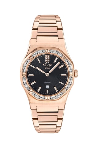 Montre à quartz en acier et diamants Palmanova - Doré rose