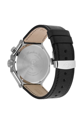 Montre à quartz en cuir Marchese - Noir et argenté